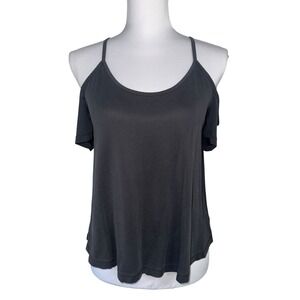 Mudd Cold Shoulder‎ Top Womens XXS Flowy Stretch Casual Short Sleeve Y2K